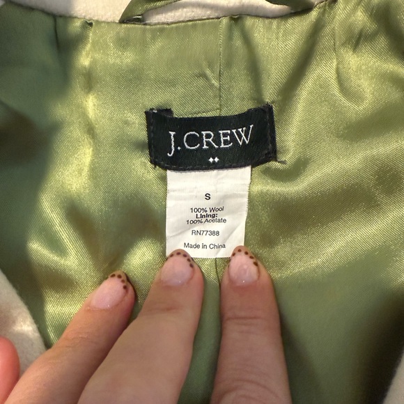 J. Crew Women's Warm 100% Wool Classic Collared Peacoat Cream Size Small - Picture 4 of 6